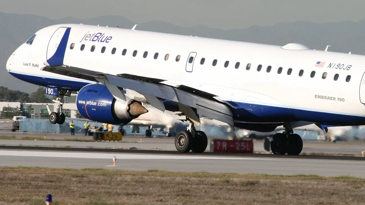 JetBlue Embraer 190 jet on the runway